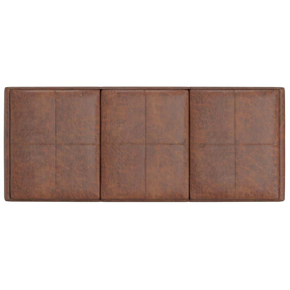 Simpli Home Avalon 42"W Upholstered Storage Ottoman with 3 Flip-Over Serving Trays