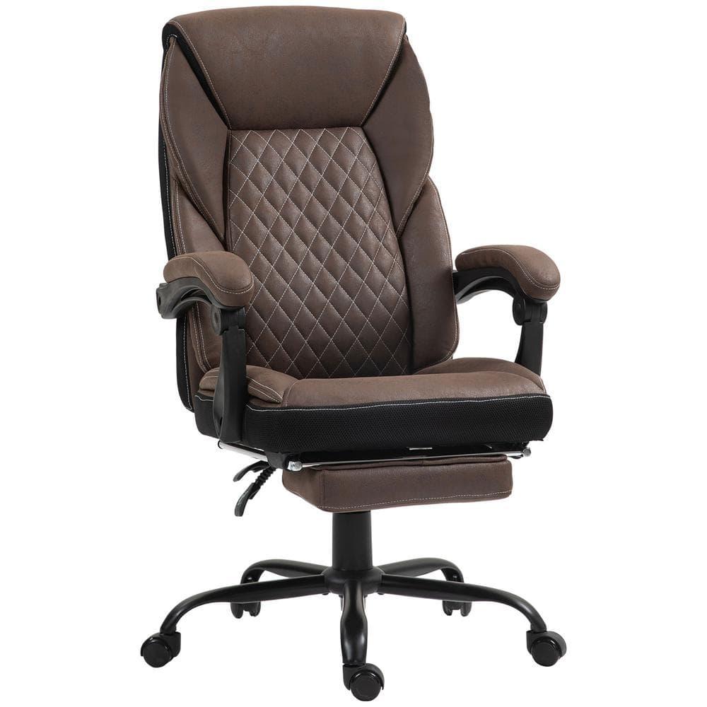 HOMCOM Executive Office Chair with Footrest, High Back Desk Chair, Reclining Swivel Chair, Height Adjustable, Dark Brown