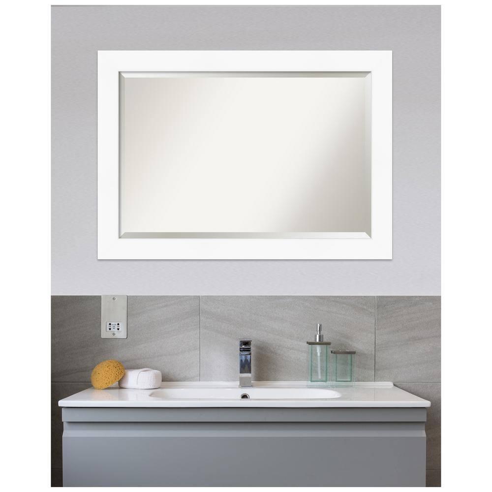 Amanti Art Beveled Bathroom Wall Mirror - Cabinet White Frame Outer Size: 41 x 29 in