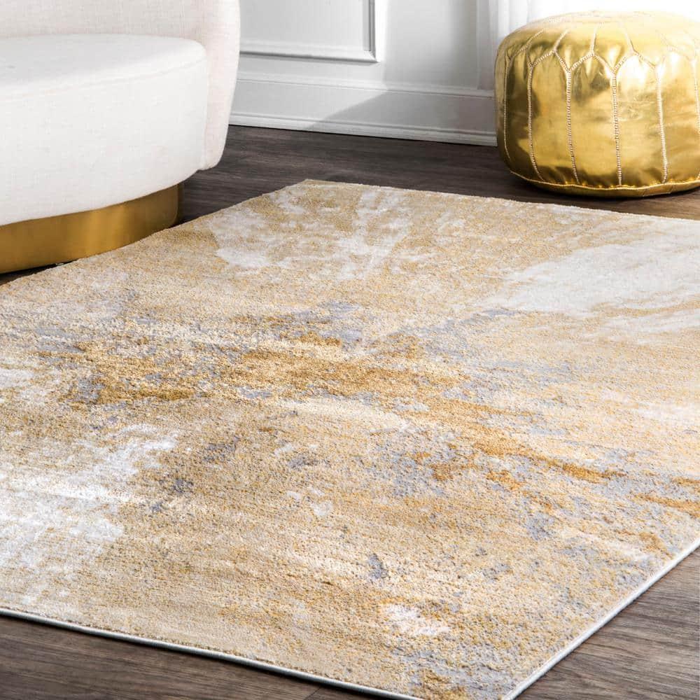 Nuloom Cyn Abstract 5x8 Indoor Area Rug for Living Room Bedroom Dining Room Kitchen, Gold/Ivory