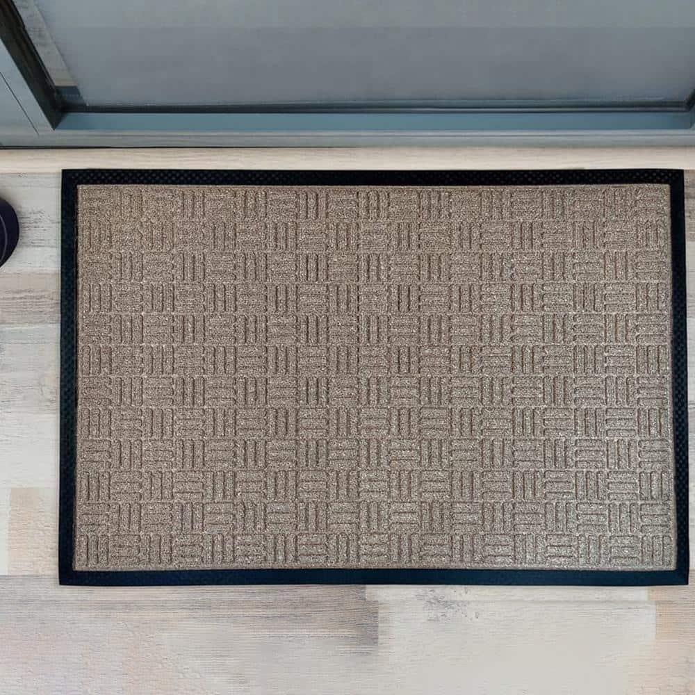 Envelor Door Mat Indoor Outdoor Front Doormat Welcome Mat Low Profile Durable Non-Slip Floor Mat for Entryway, Patio, Garage, Entrance Shoe Scraper, Checker, 24 x 36 Inches - Beige