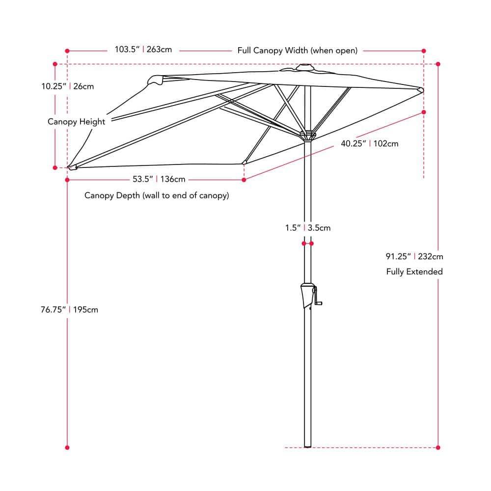 8.5'ft. Steel Market Half Patio Umbrella in Off White