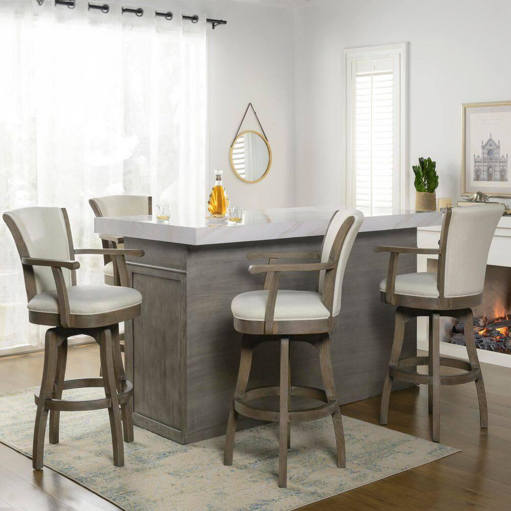 Jennifer Taylor Home Williams 31" Swivel Bar Stool with Armrests Heathered Grey