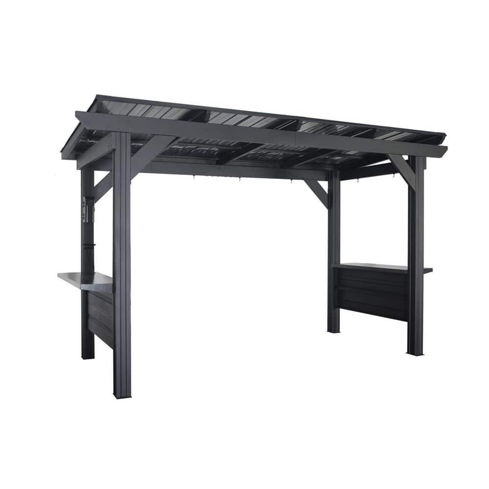 Backyard Discovery Rockport XL 12x6' Galvanized Steel Grill Gazebo, Bar Tops, PowerPort