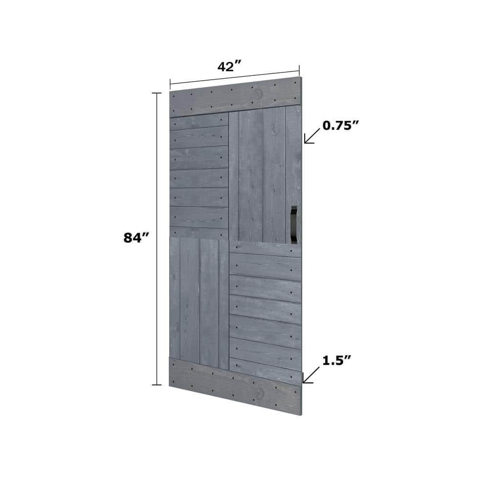 IsLife Patented Product S Series Solid Wood Double Sliding Barn Door With Hardware Kit(Set of 2)-Assembly Needed (Set of 2)