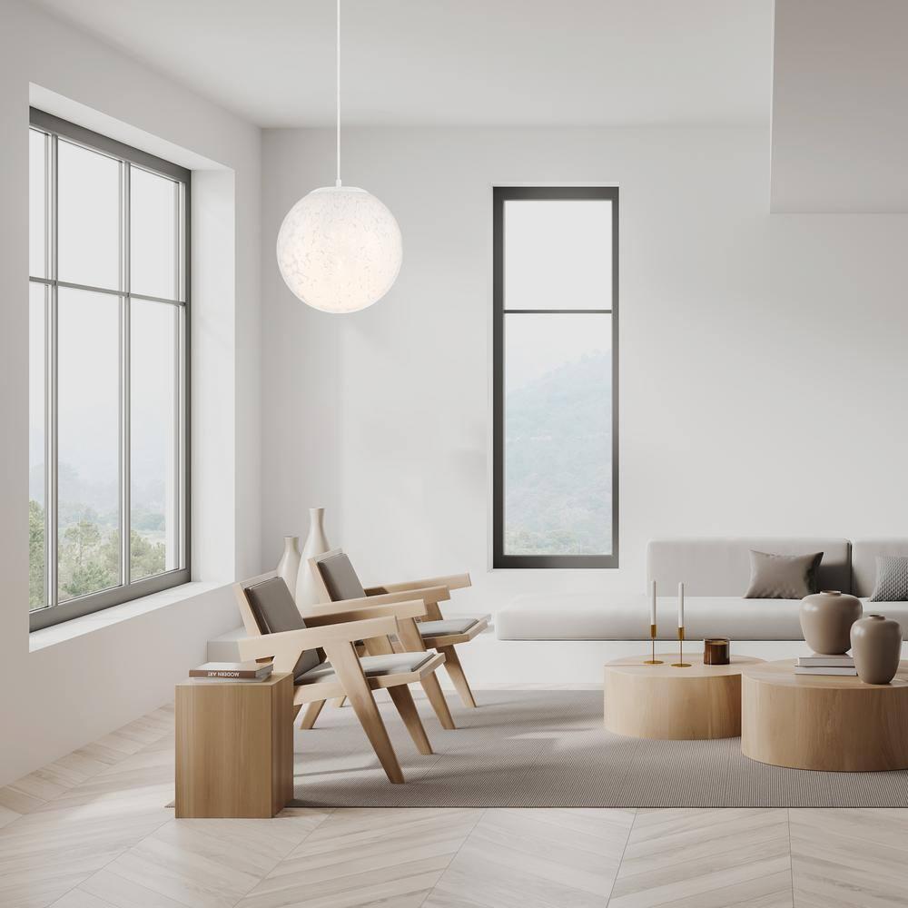 Matte White Globe Pendant Light with Frosted Glass Shade