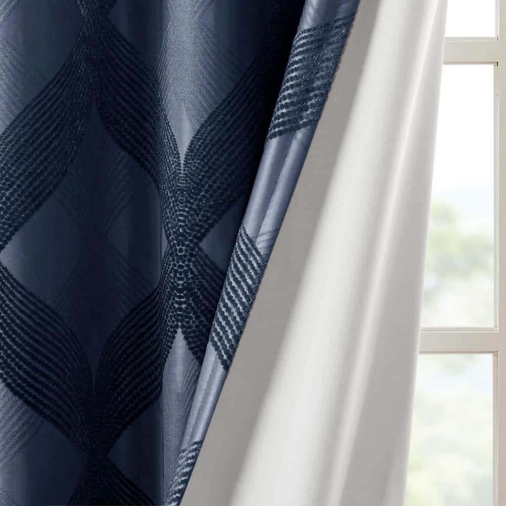 Madison Park Bentley Ogee Knitted Jacquard Geometric Total Blackout Single Curtain Panel