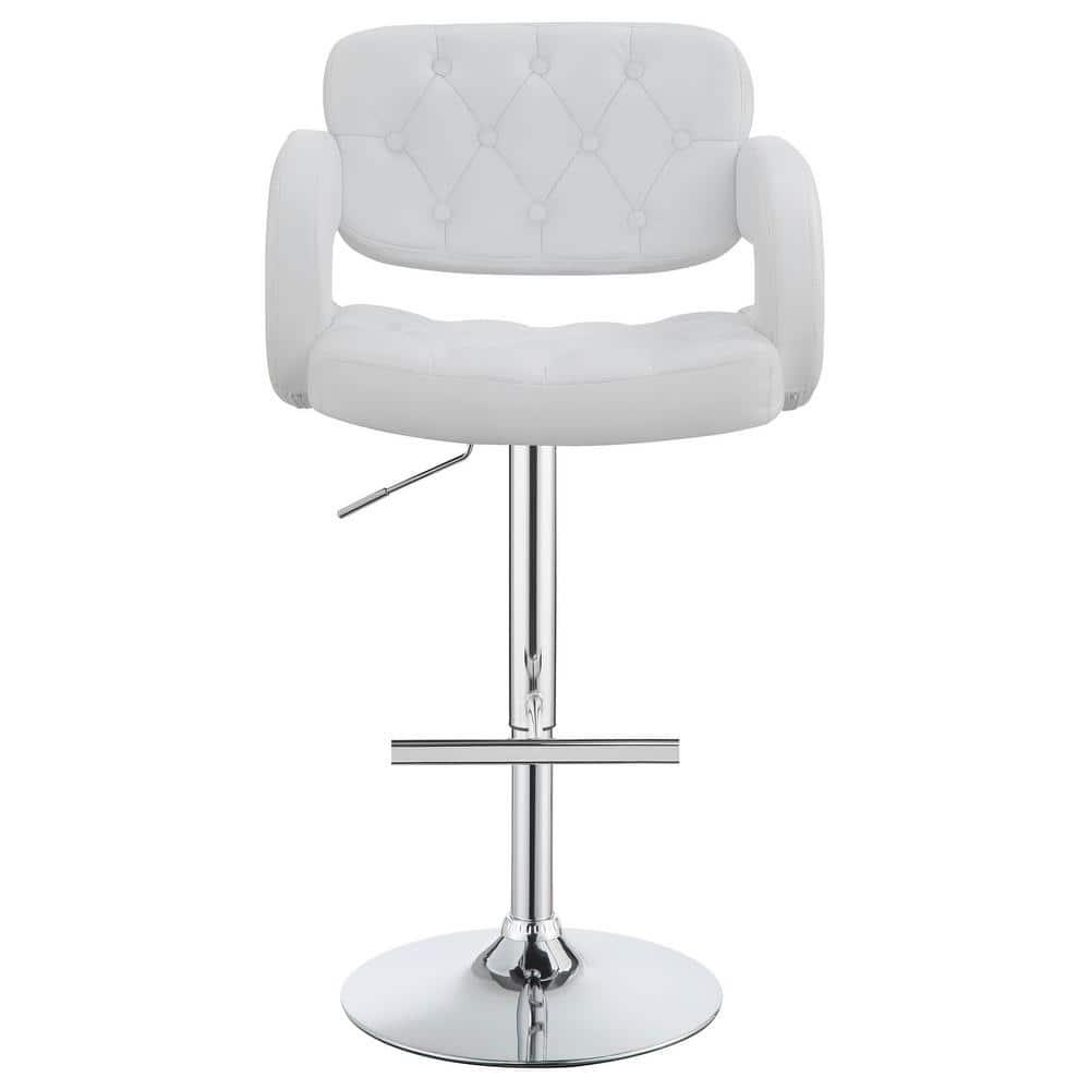 Coaster Contemporary Faux Leather Adjustable Bar Stool in White