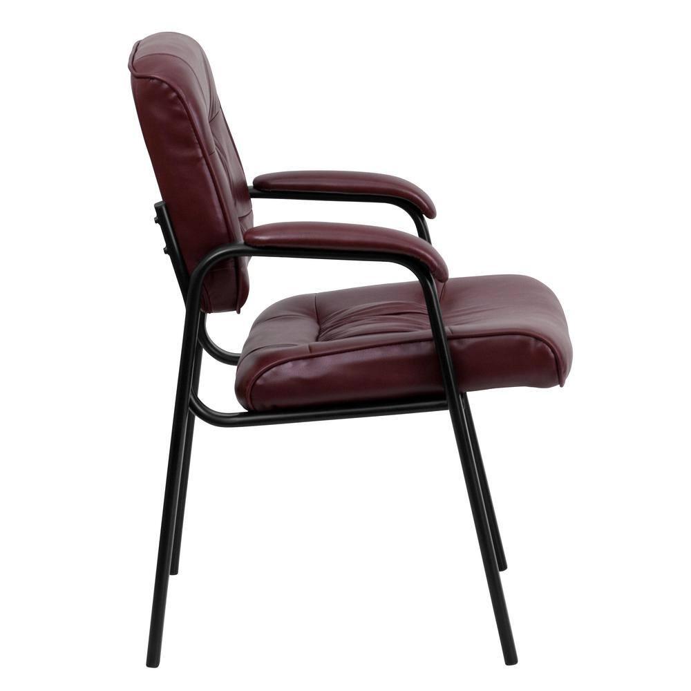 Flash Furniture Haeger LeatherSoft Tufted Executive Reception Chair with Padded Armrests, Burgundy
