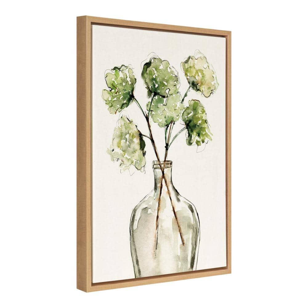 18" x 24" Sylvie Greenery Vase Framed Canvas by Sara Berrenson Natural - Kate & Laurel All Things Decor