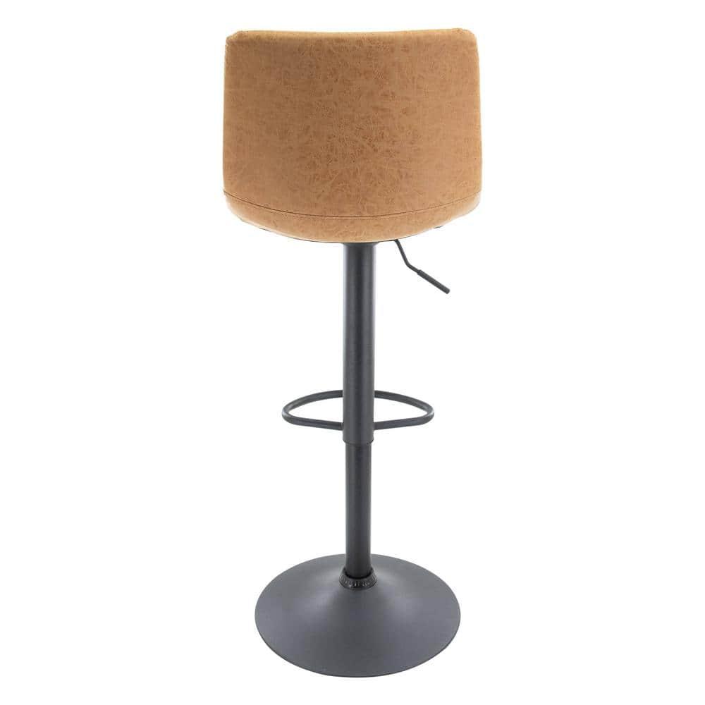 LeisureMod Tilbury Modern Adjustable Bar Stool Set of 2 with Footrest and 360-Degree Swivel, Counter Height Chairs for Kitchen Island and Home Bar