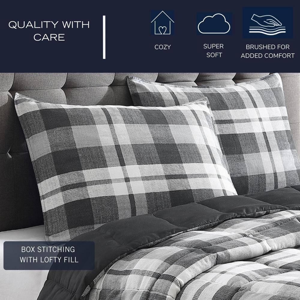 Nautica Nautica Crossview Plaid Microsuede Blue Comforter Set