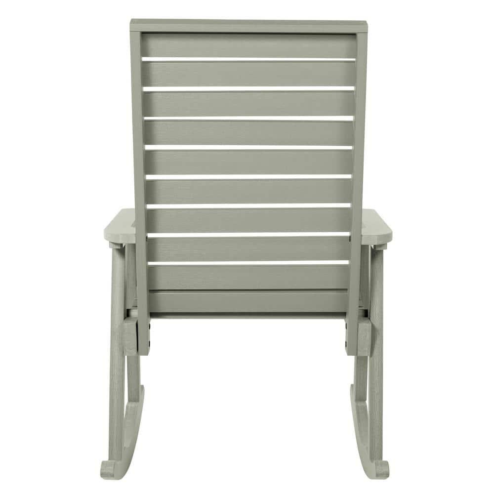 Weatherly Gray Eucalyptus Outdoor Rocking Chair with Arms