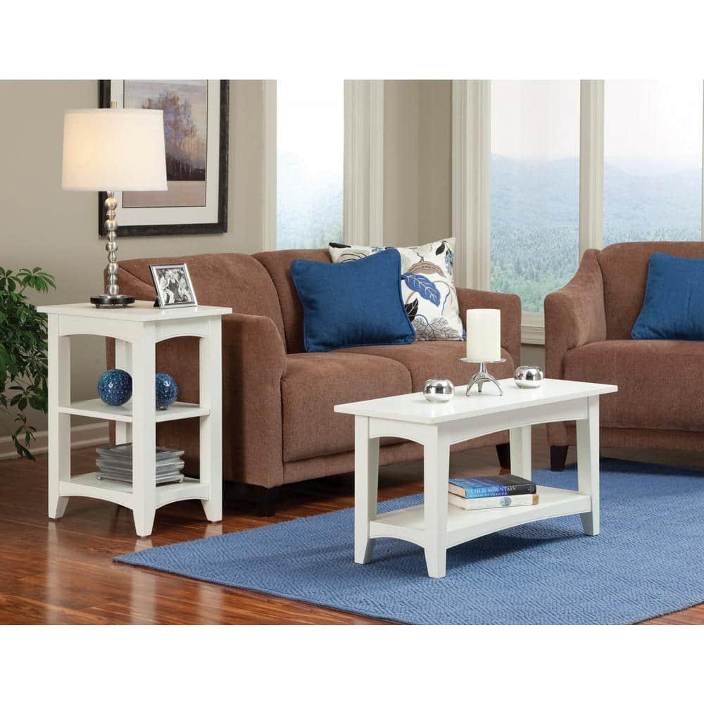 Alaterre Furniture Shaker Cottage Bench with Shelf, Ivory