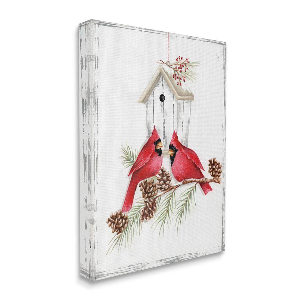 Stupell Industries Cardinals & Snowy Birdhouse Animals & Insects Painting Gallery Wrapped Canvas Art Print Wall Art, 30 x 40