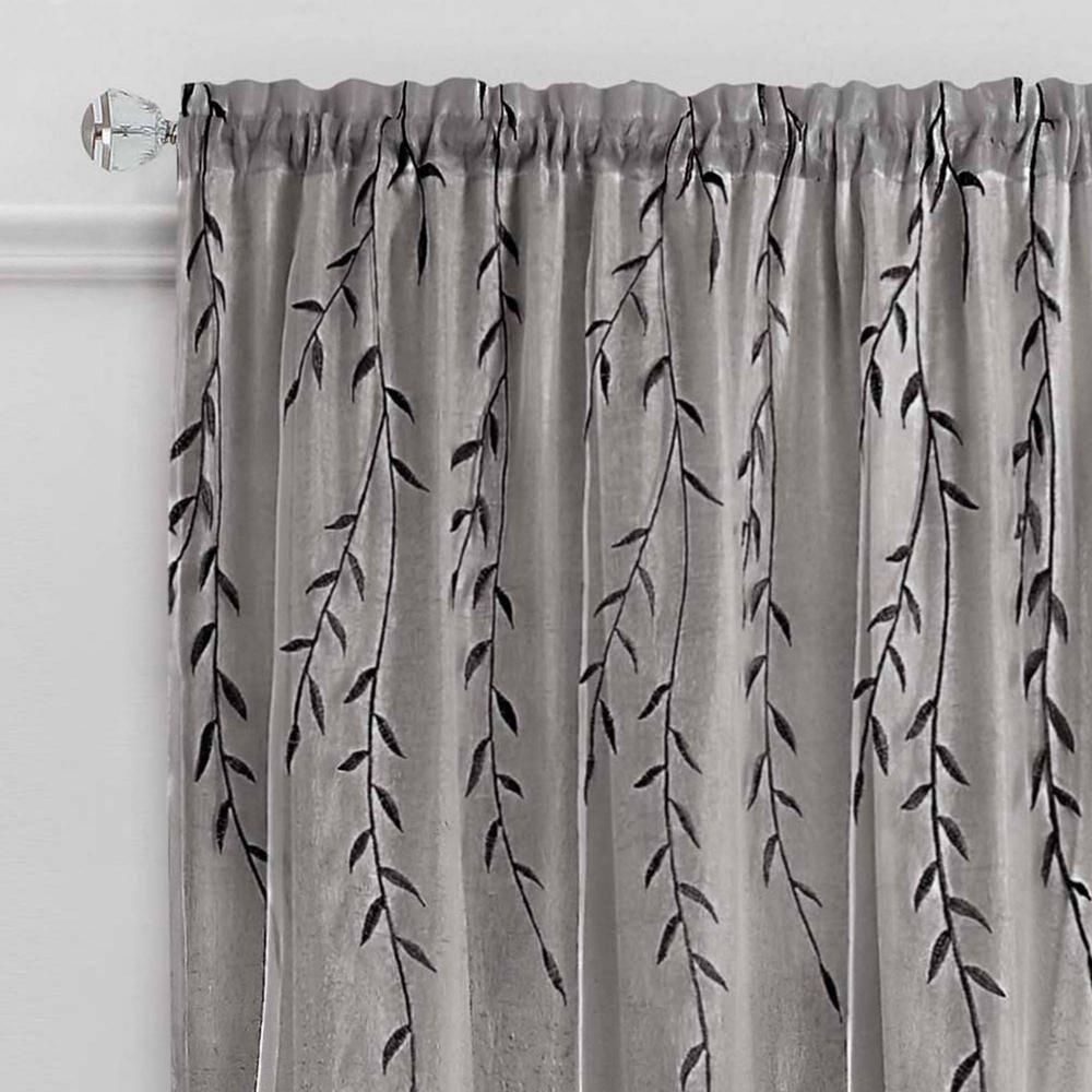 Willow Rod Pocket Light Filtering Curtain Panel - 42" x 63" - Grey