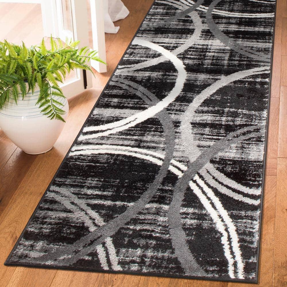 World Rug Gallery Contemporary Abstract Circles Design 2'x3' Black Area Rug