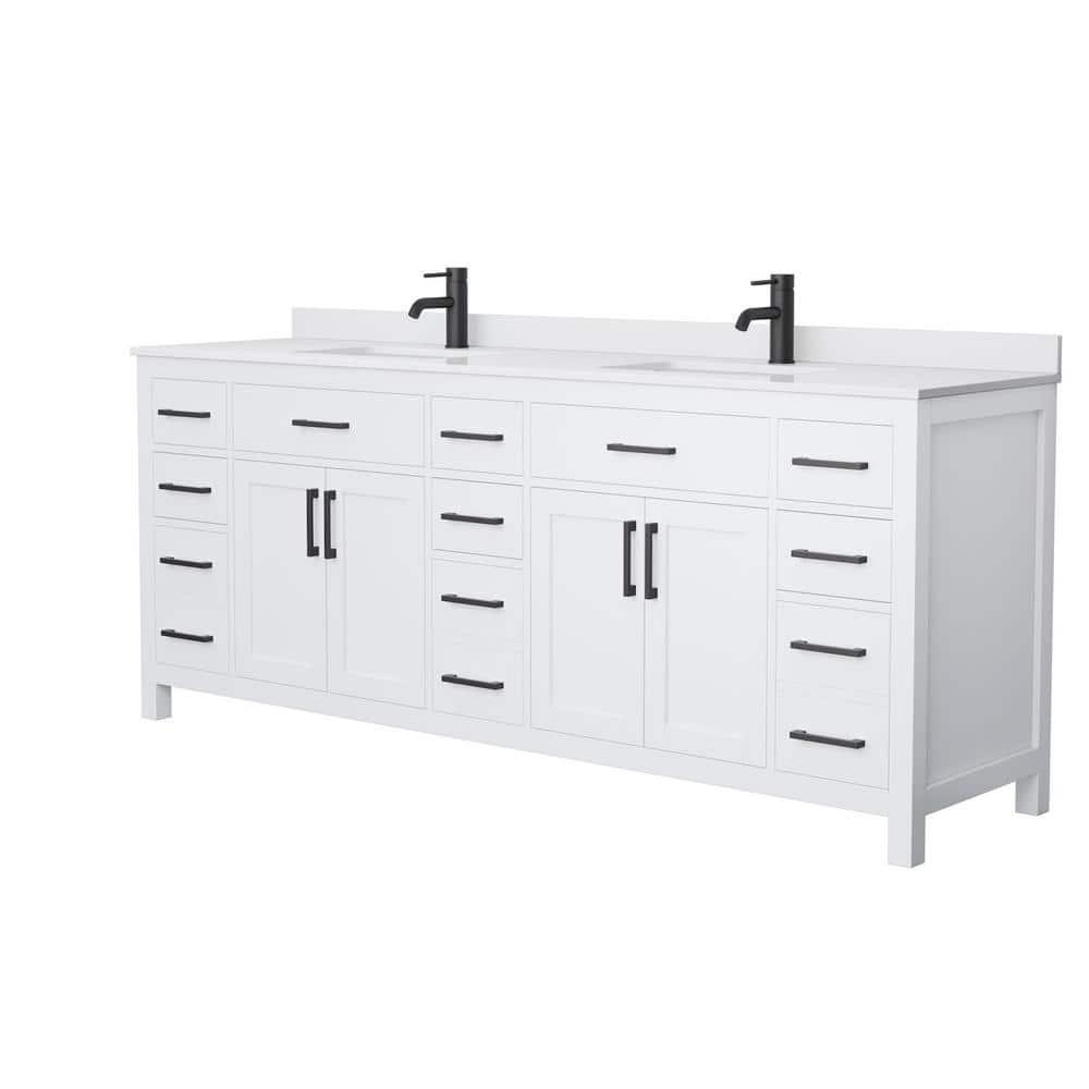 Beckett 84" Freestanding Double Bathroom Vanity with Cultured Marble Top