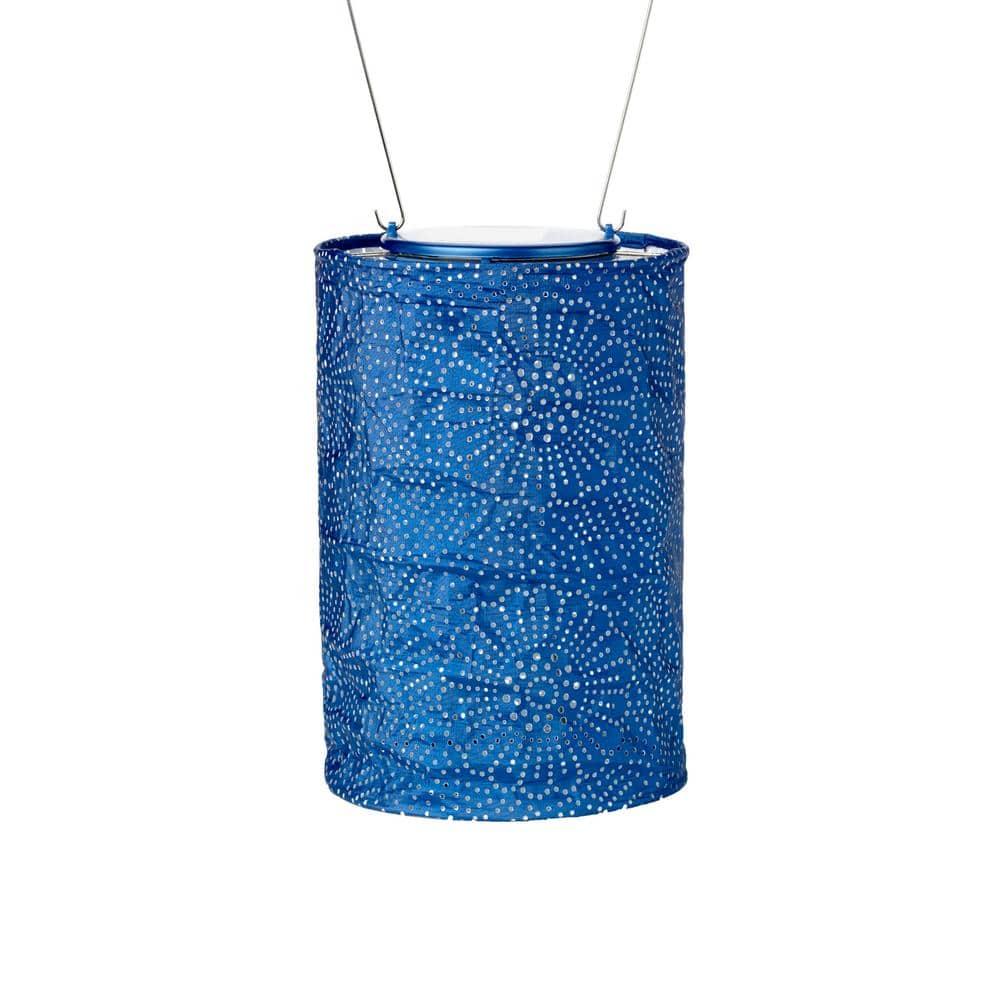 Stella Tyvek Blue Solar Hanging Lantern with Dual LED Lights