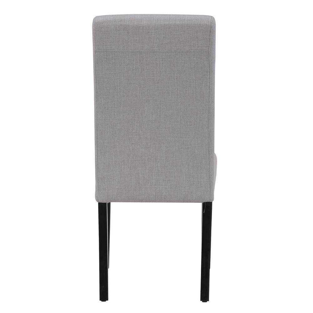 High Gray Upholstered Parsons Side Chair with Linen and Wood