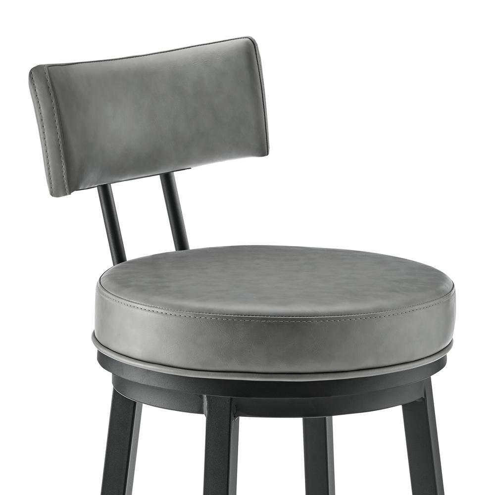 Armen Living Indoor Crux 26" Swivel Counter Stool in Brown Faux Leather and Walnut Wood