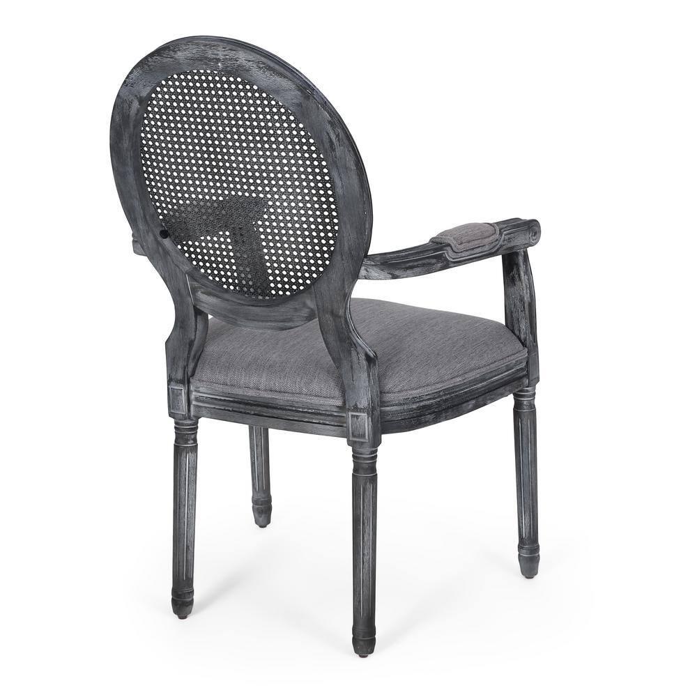 Noble House Huller French Fabric Dining Chair, Set of 2, Gray