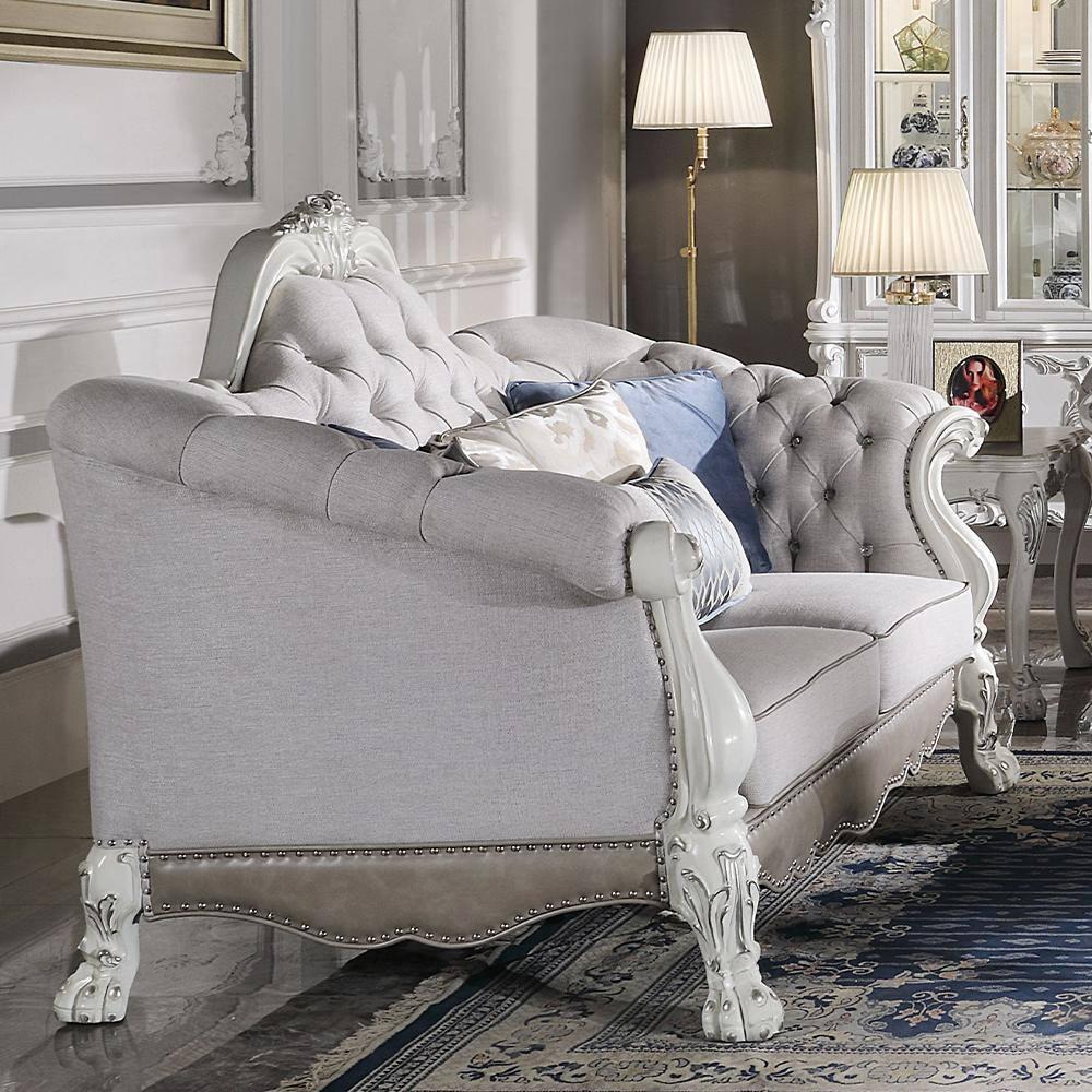 95" Dresden Sofa Synthetic Leather, Plush Seating & Carved Accents - Acme Furniture
