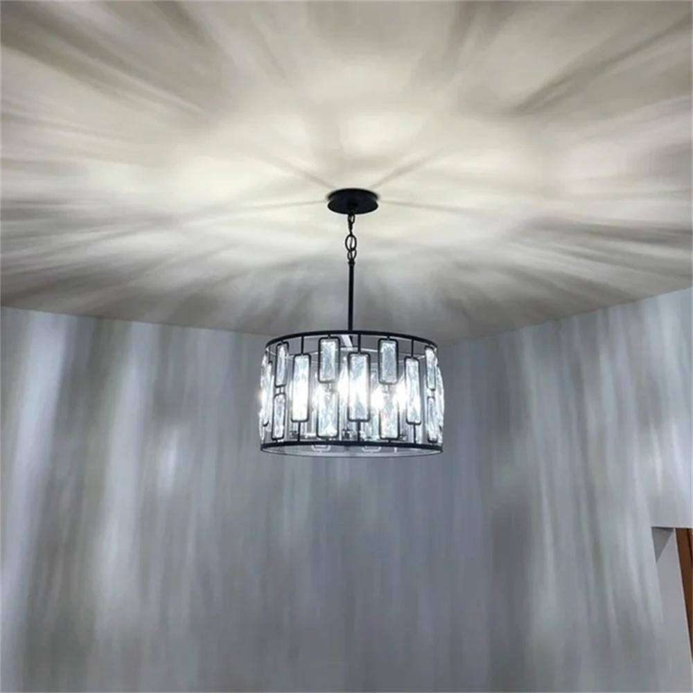 C Cattleya 5-Light Black Drum Chandelier with Clear Crystals