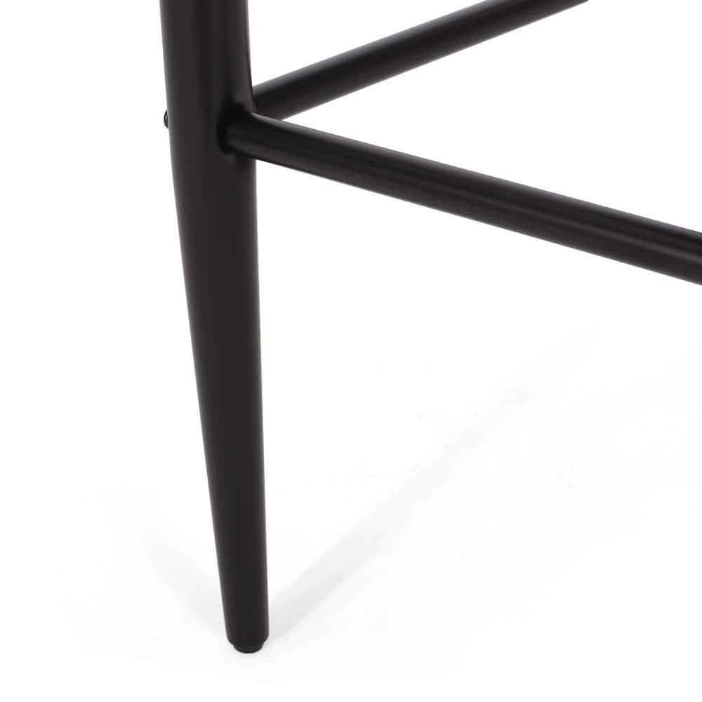Noble House Boise Fabric and Metal 30 Inch Barstools, Set of 2, Beige, Black, and Gold