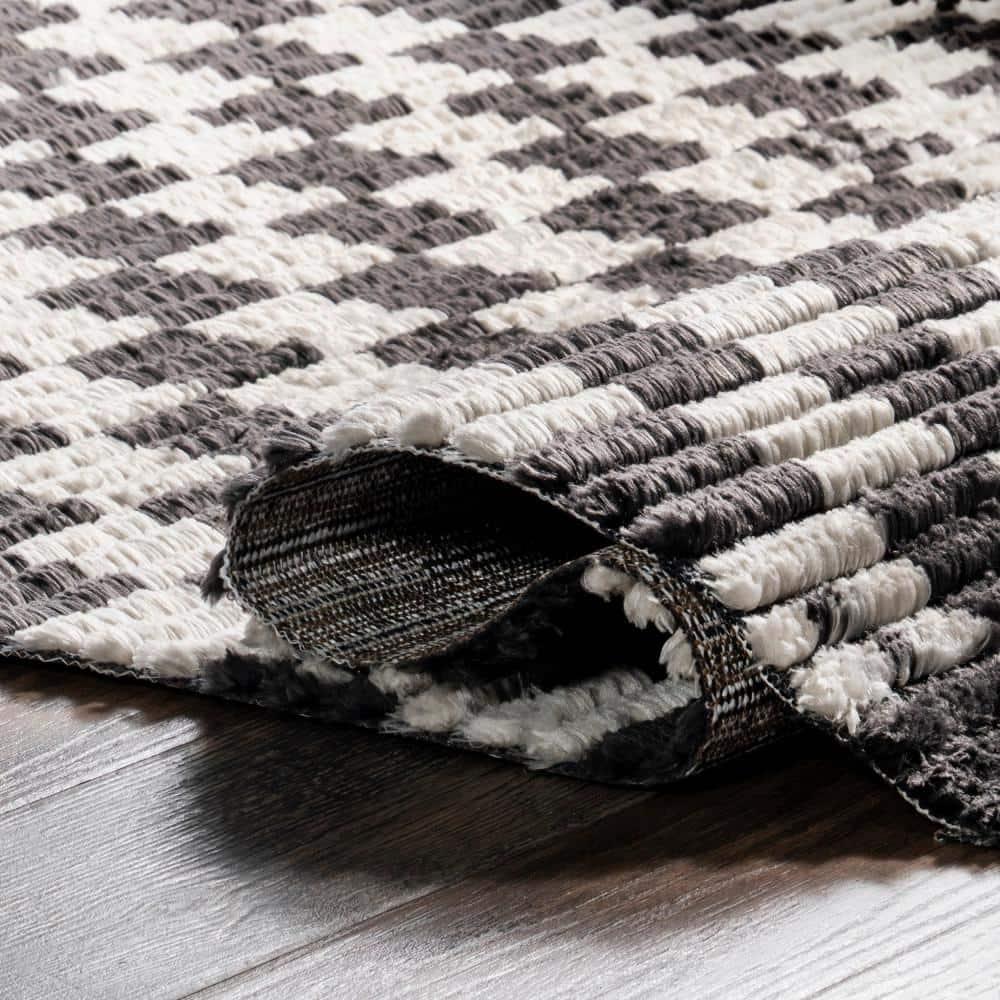 Nuloom Pania Geometric 4x6 Indoor Area Rug for Living Room Bedroom Dining Room Kitchen, Dark Grey