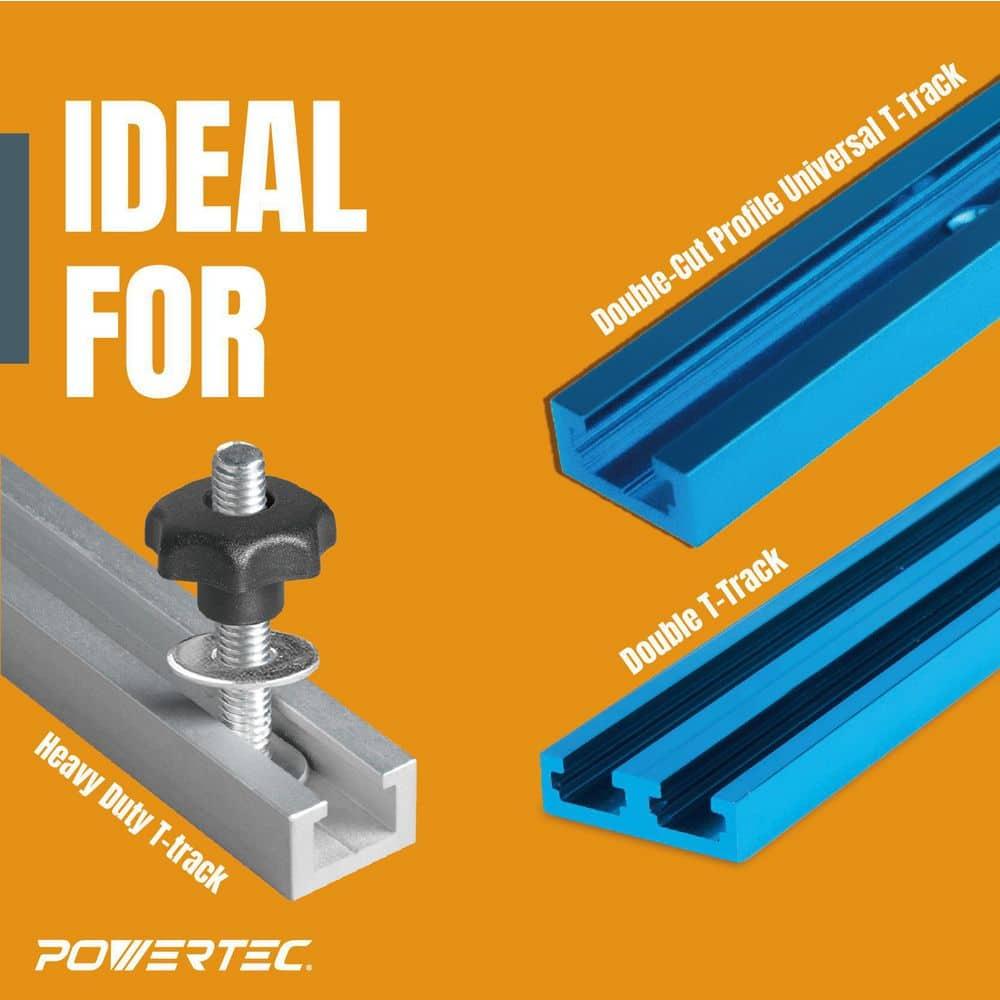 POWERTEC 10PK T Track Knob Kit w/ 7 Star Knob, 1/4-20 Threaded Bolts and Washers, T Track Bolts, T Track Accessories for Woodworking Jigs and Fixtures (71481)