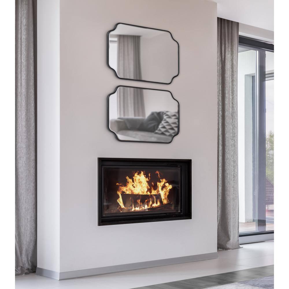 Kate and Laurel Plumley Glam Scalloped Wall Mirror, 18 x 24, Black, Transitional Mirror Wall Decor