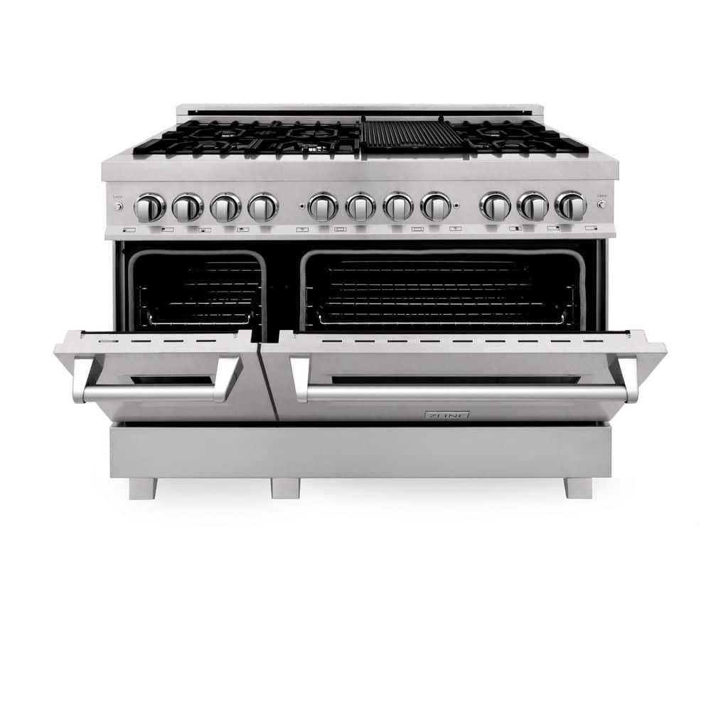 ZLINE 48 in. 6.0 cu. ft. Legacy Dual Fuel Range W/ 7 Burner Gas Cooktop & 2 Electric Ovens in Stainless Steel (RA48)