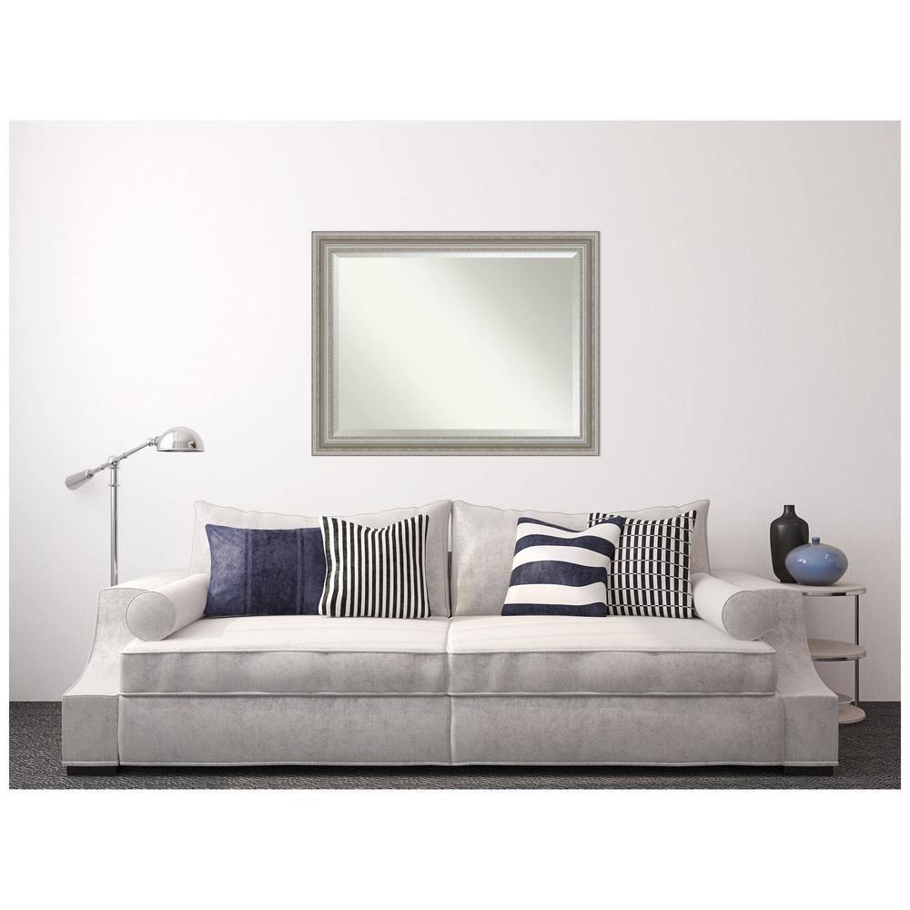 46" x 36" Parlor Framed Wall Mirror Silver - Amanti Art: Modern Beveled, No Assembly Required