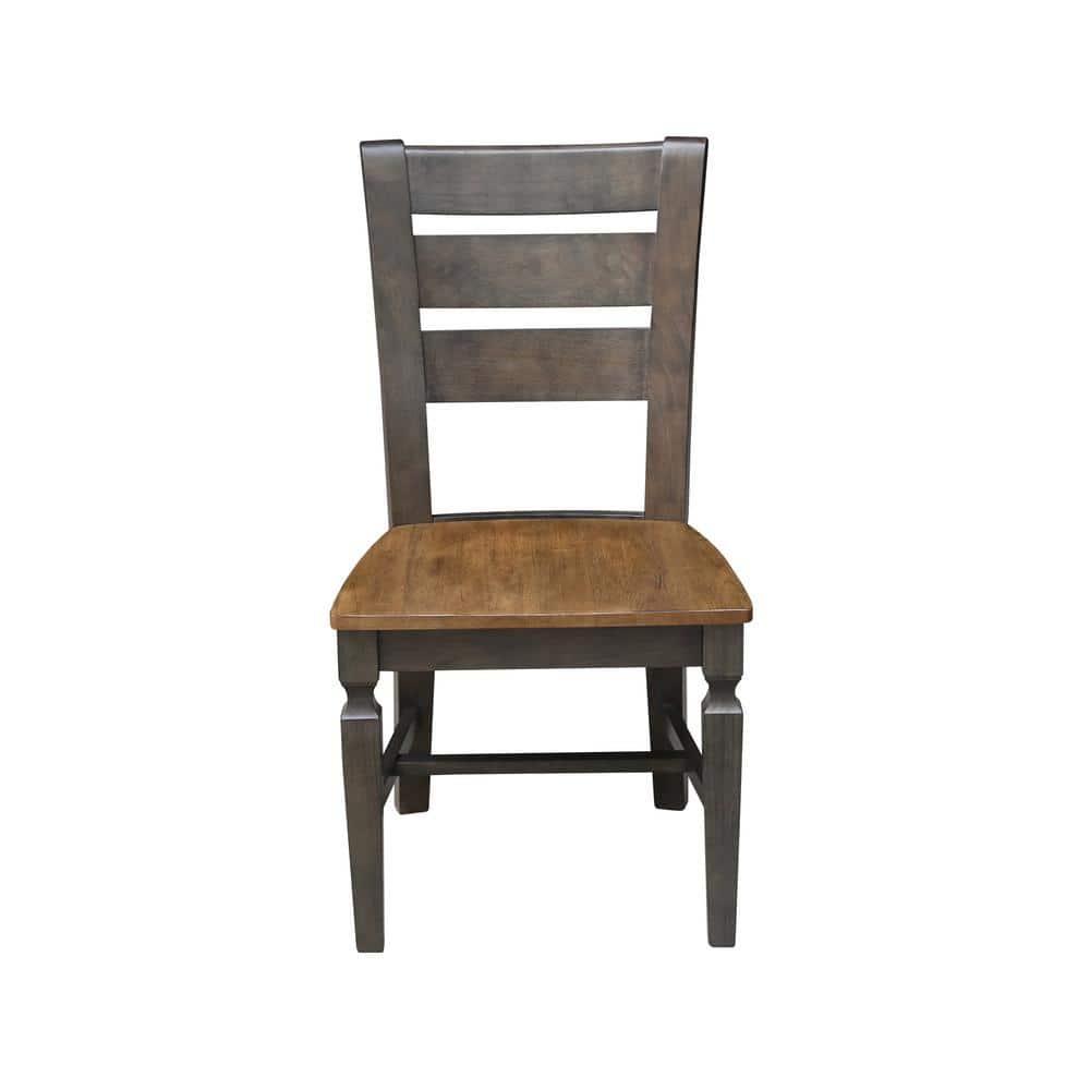 Set of 2 Vista Ladder Back Dining Chairs Hickory Brown - International Concepts: Solid Wood, Armless