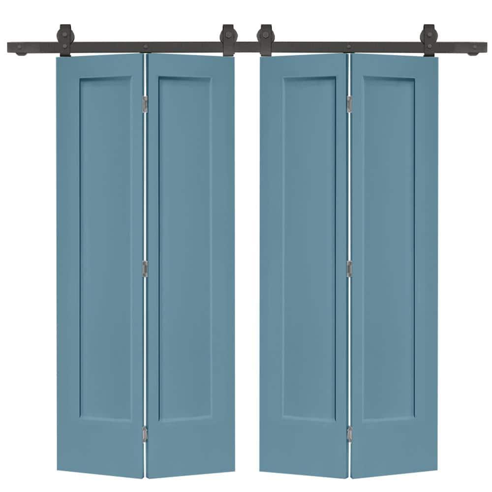 Calhome Paneled MDF Composite Double Bifold Barn Doors with Installation Hardware Kit