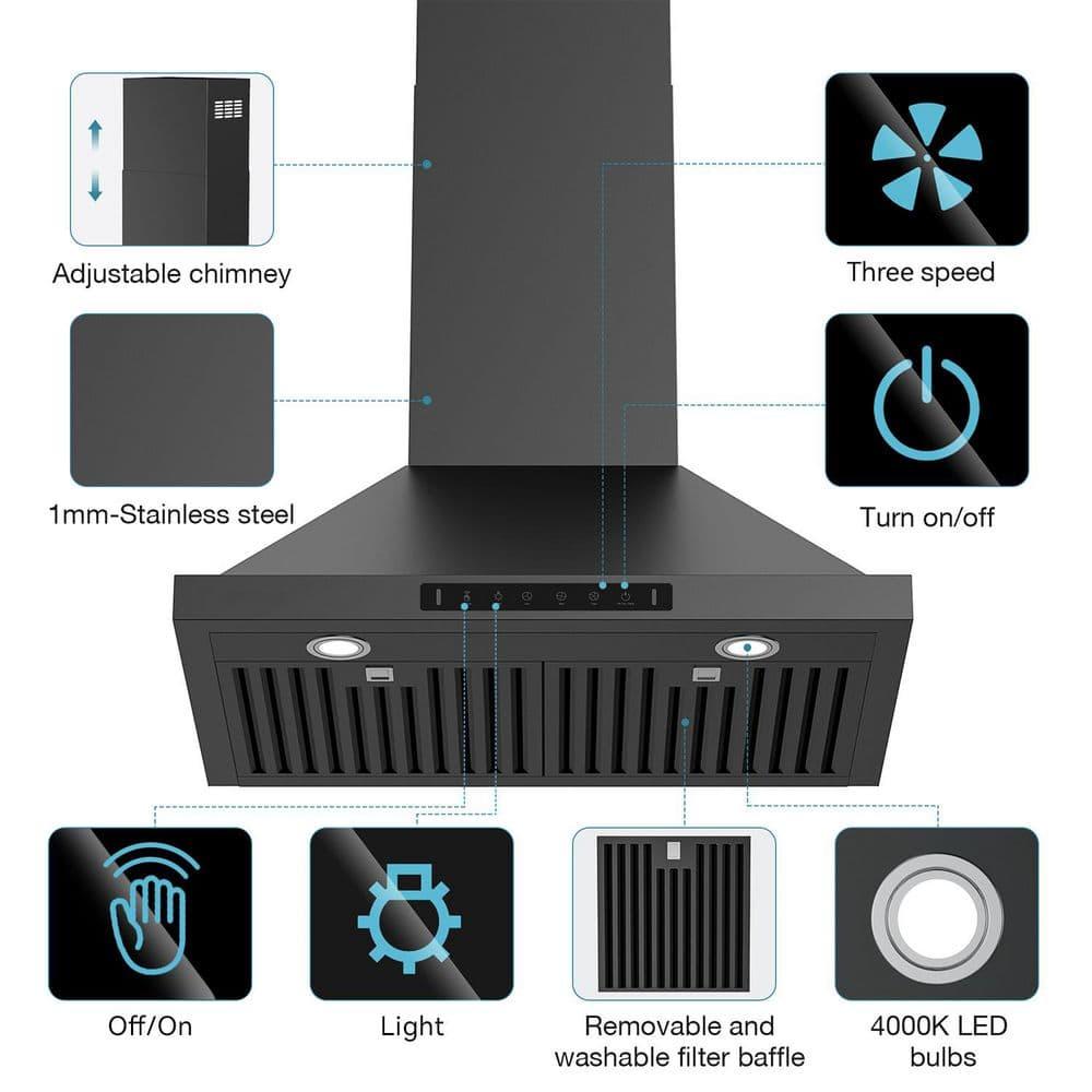 VIKIO PRO 36" 900 CFM Convertible Wall Mount Range Hood with LED Lights & Hands-Free Control RHW30-MH