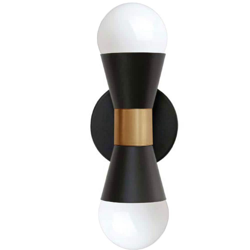 Dainolite - Fortuna - 2 Light Wall Sconce-Matte Black Finish-Aged Brass