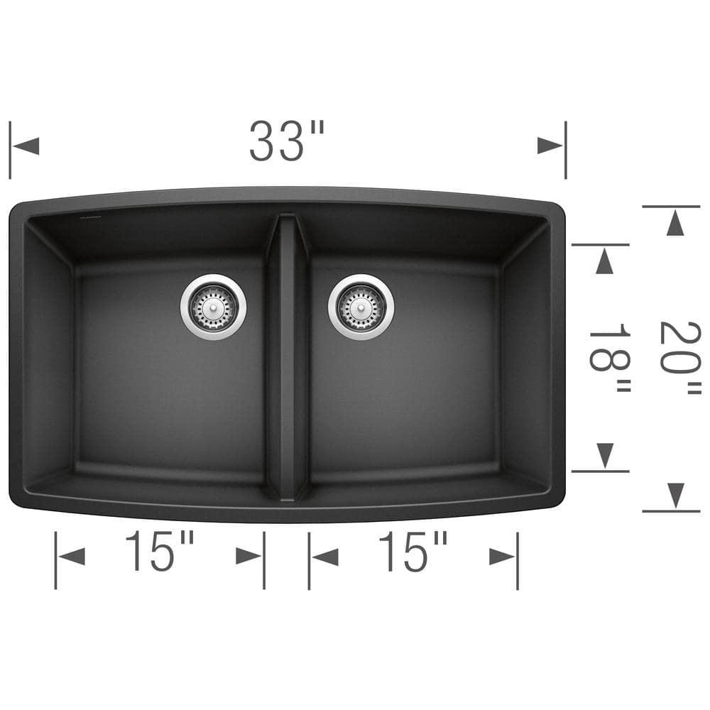Performa SILGRANIT 33" L x 19" W Double Bowl Undermount Kitchen Sink