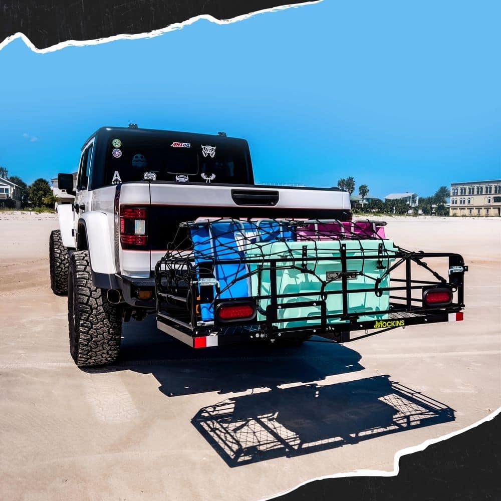 Mockins 60"x24"x14" High Rail Hitch Cargo Carrier with Rear Lights and 30 Cu.Ft. Yellow Cargo Bag