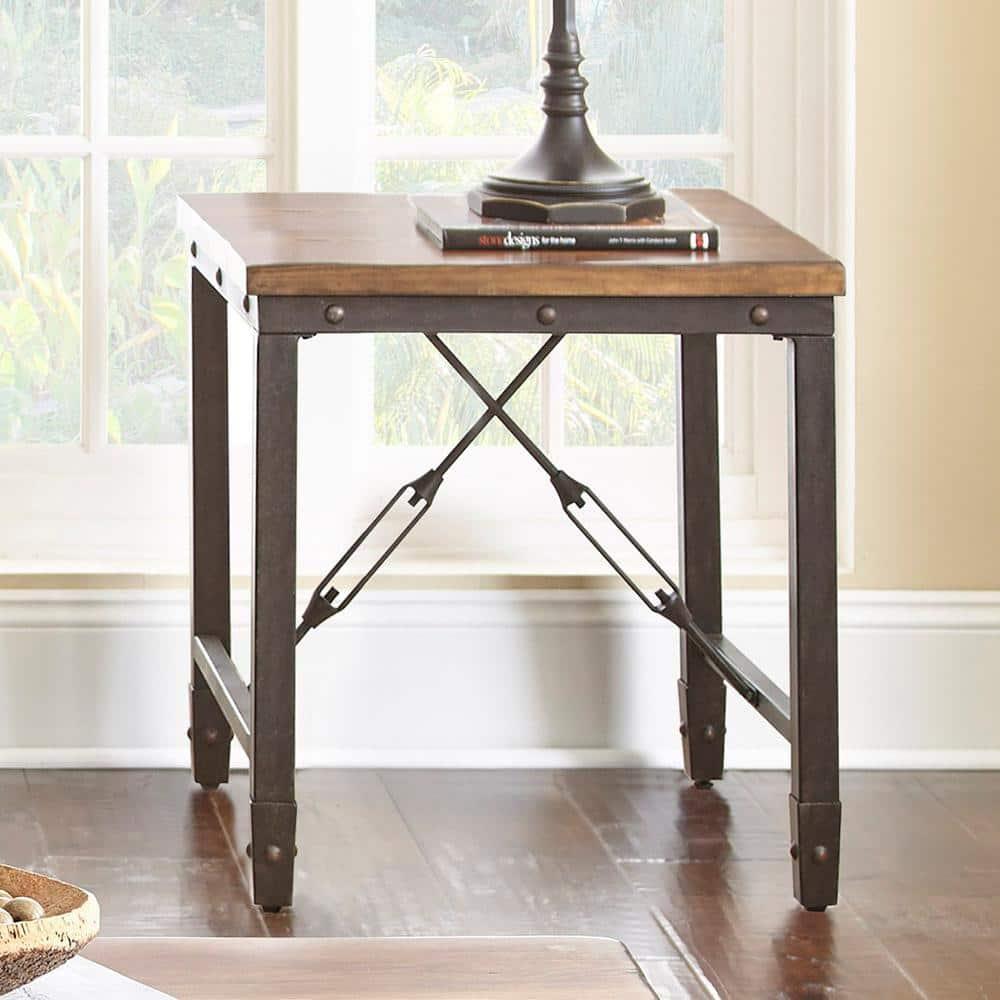 Ashford End Table Antique Honey - Steve Silver Co.: Industrial Style, Pine Veneer, Engineered Hardwoods