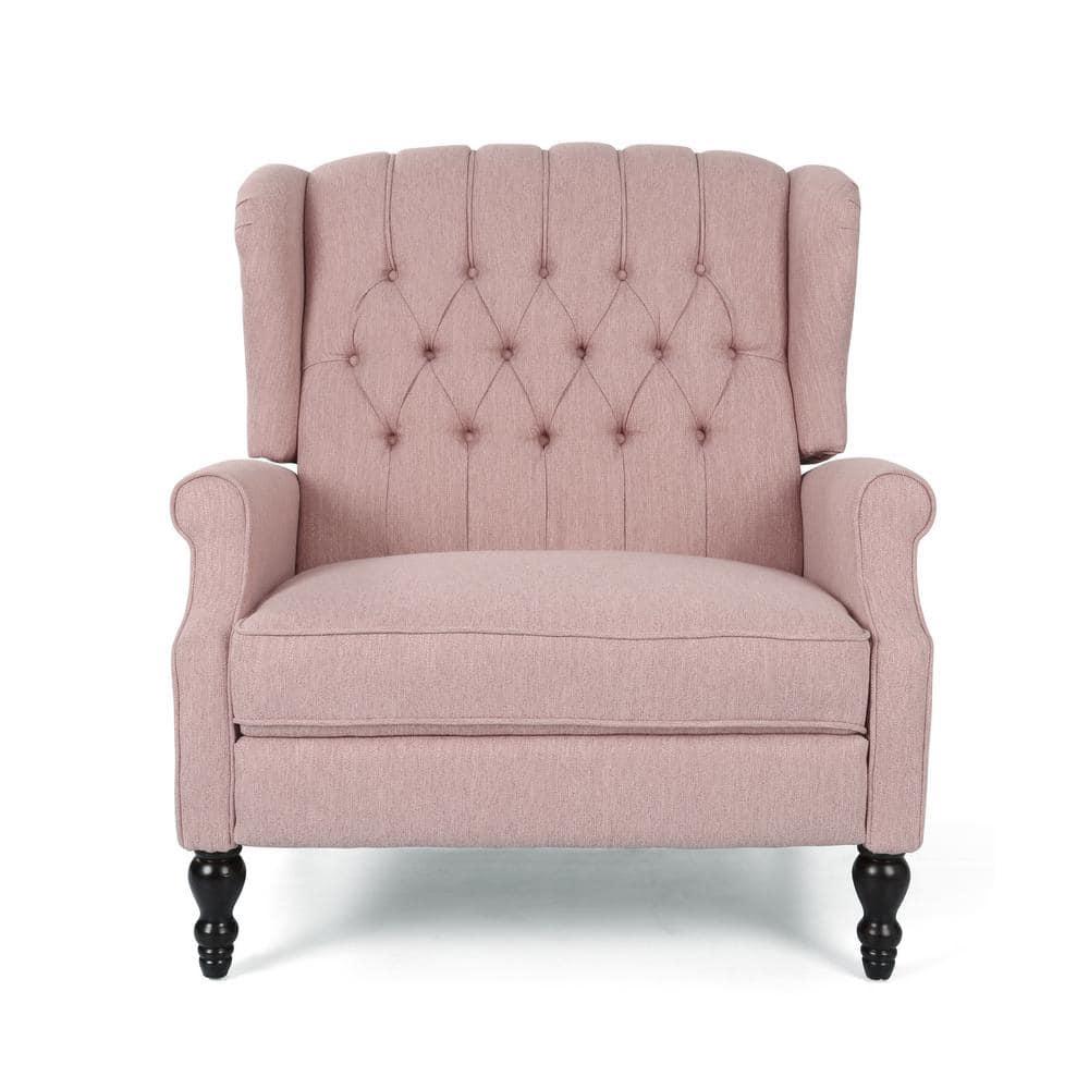 Noble House Albert Oversized Tufted Fabric Push Back Recliner, Pink
