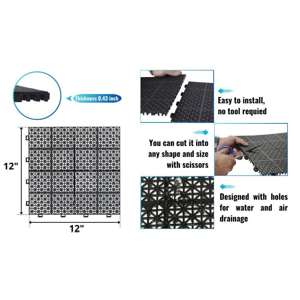 Fulocseny 12'' L x 12'' W Plastic Interlocking Deck Tile (Set of 12)