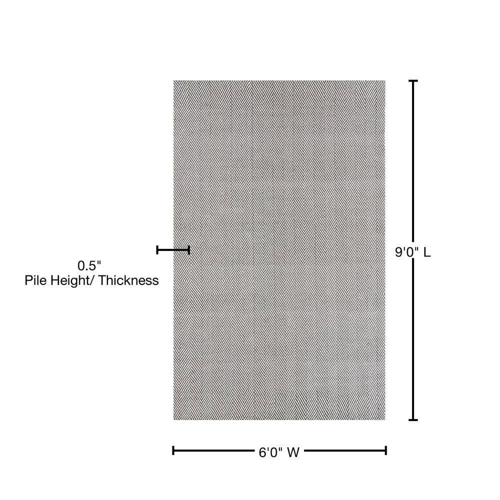 Gray and White Striped Cotton 6' x 9' Handmade Rug