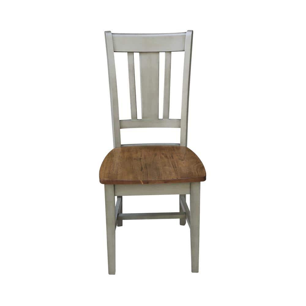 Set of 2 San Remo Splat Back Chairs Natural - International Concepts: Solid Wood, Mid-Century Design, Spot Clean