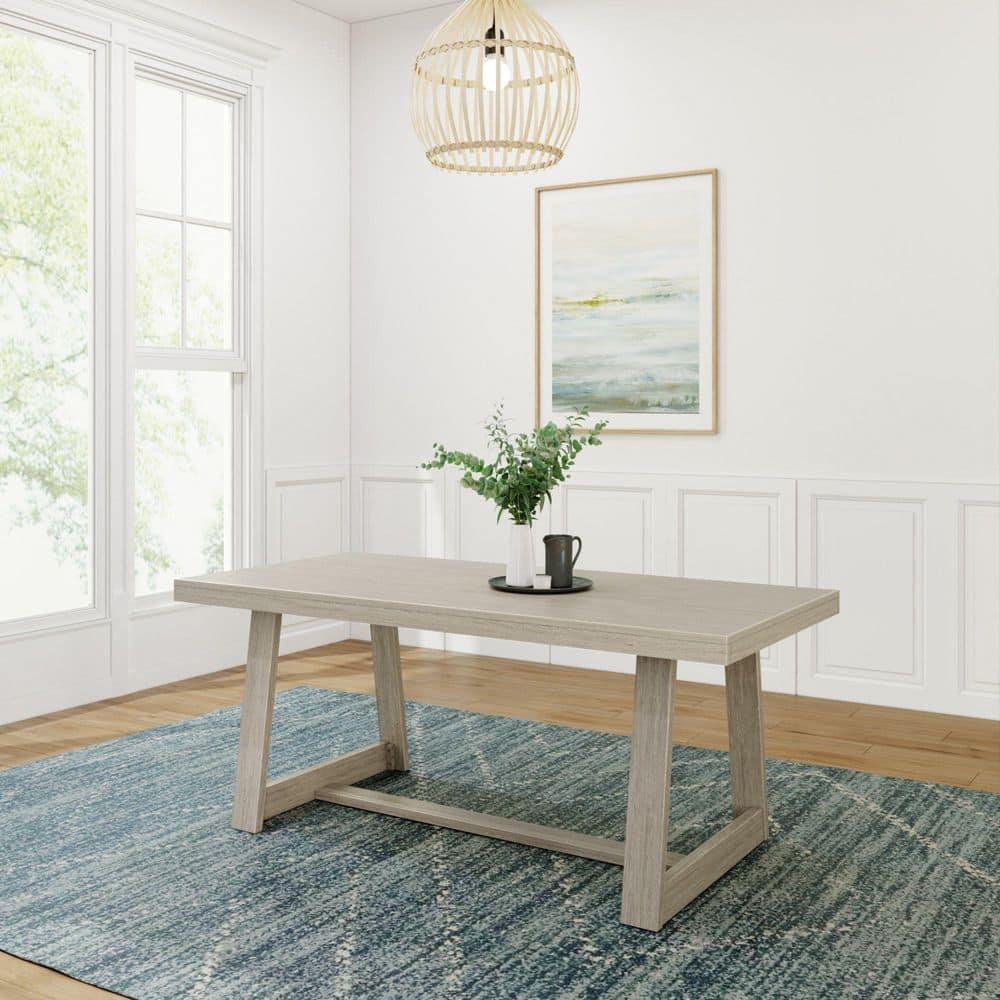 Plank+Beam Farmhouse 72" Dining Table, Solid Wood Rectangular Kitchen Table for 6 People