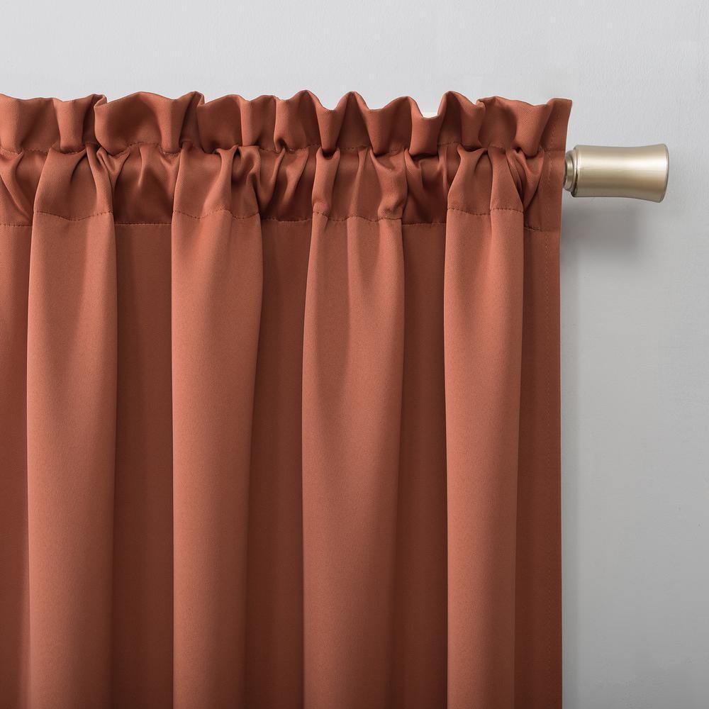 40"x84" Sun Zero Blackout Kenneth Energy Saving Rod Pocket Curtain Panel Orange: Modern Solid Polyester Drapery