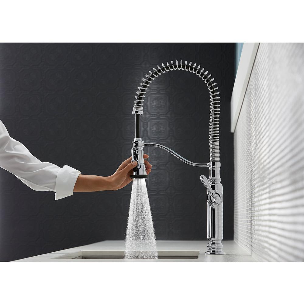 Kohler Tournant® Single Handle Semi-Professional Pre-Rinse Kitchen Faucet with Three-Function Pull Down Sprayer