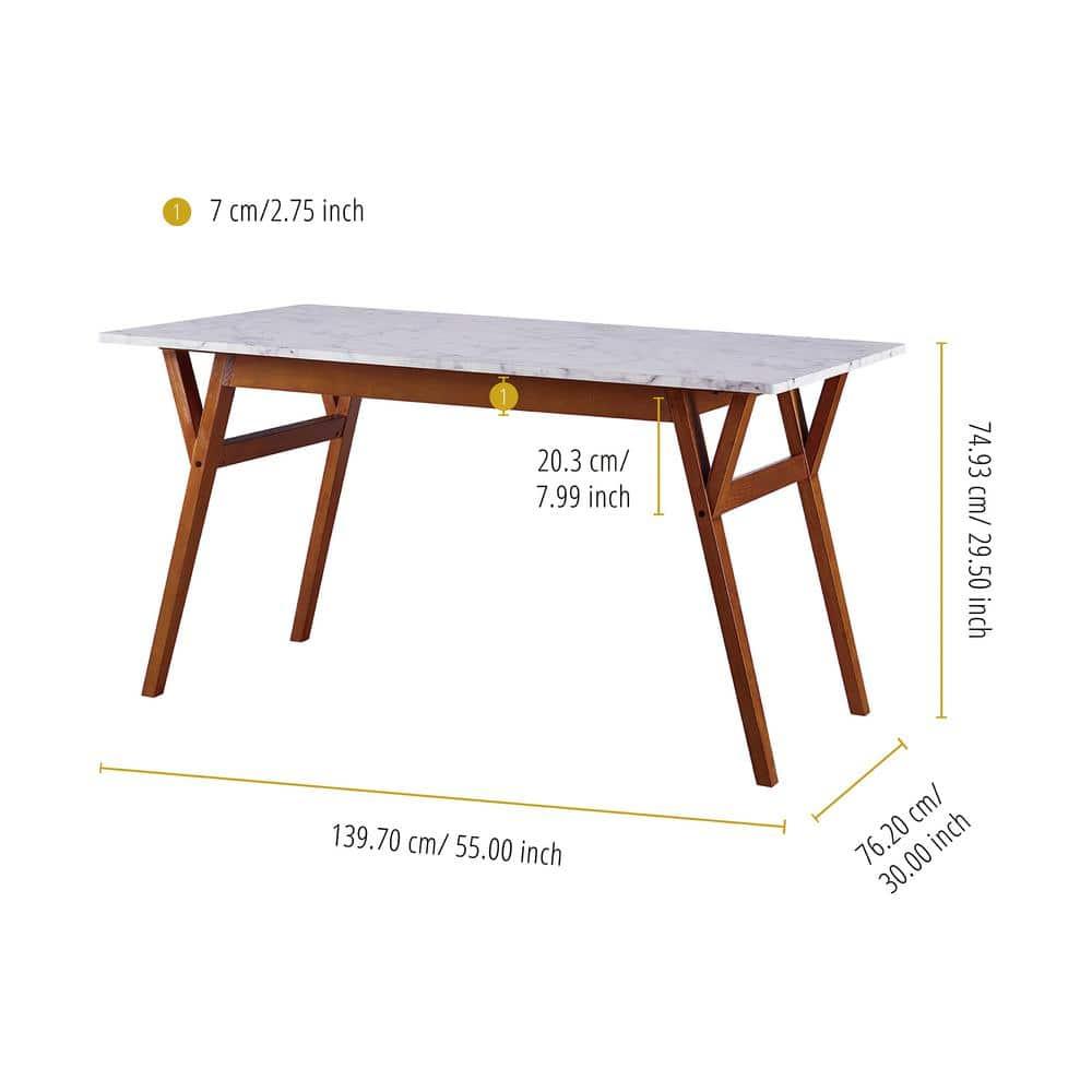 Ashton Rectangular Dining Table: Non-Extension, Trapezoid Base, Modern Style - Teamson Home