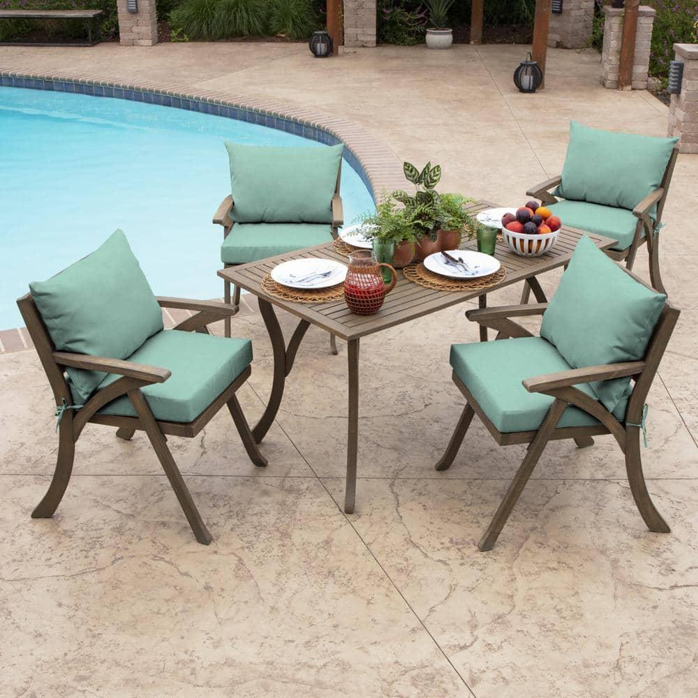 ARDEN Outdoor Dining Chair Cushion Set 21 x 21, Aqua Leala